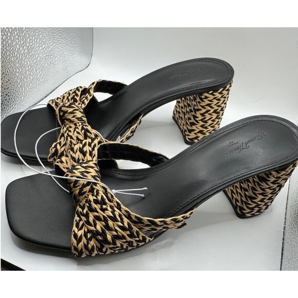 NWT Women's Aaliyah Raffia Strappy Knot Sandal Heels Universal Thread Mule 8 - Picture 9 of 11